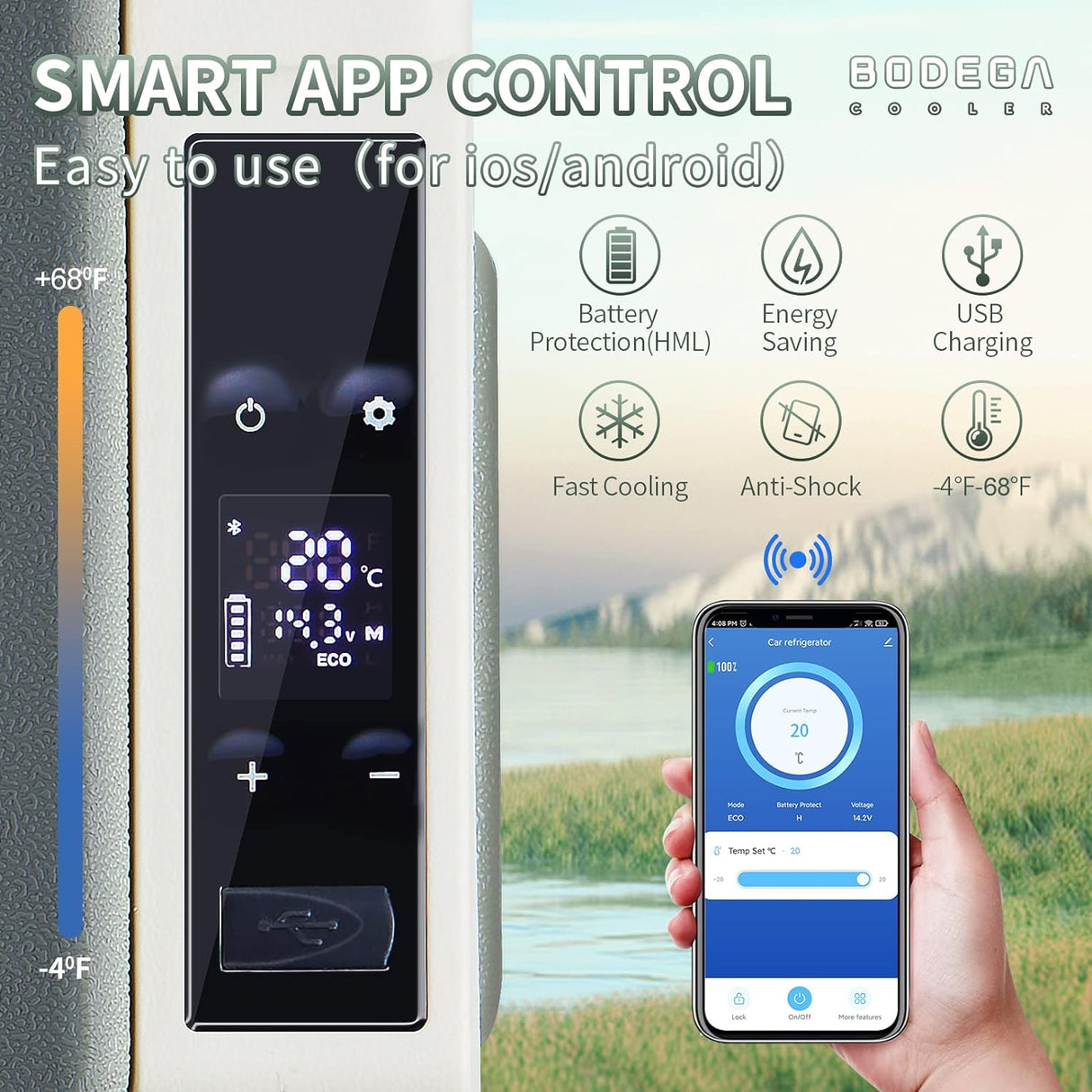 Refrigerador de coche congelador portátil aplicación WIFI