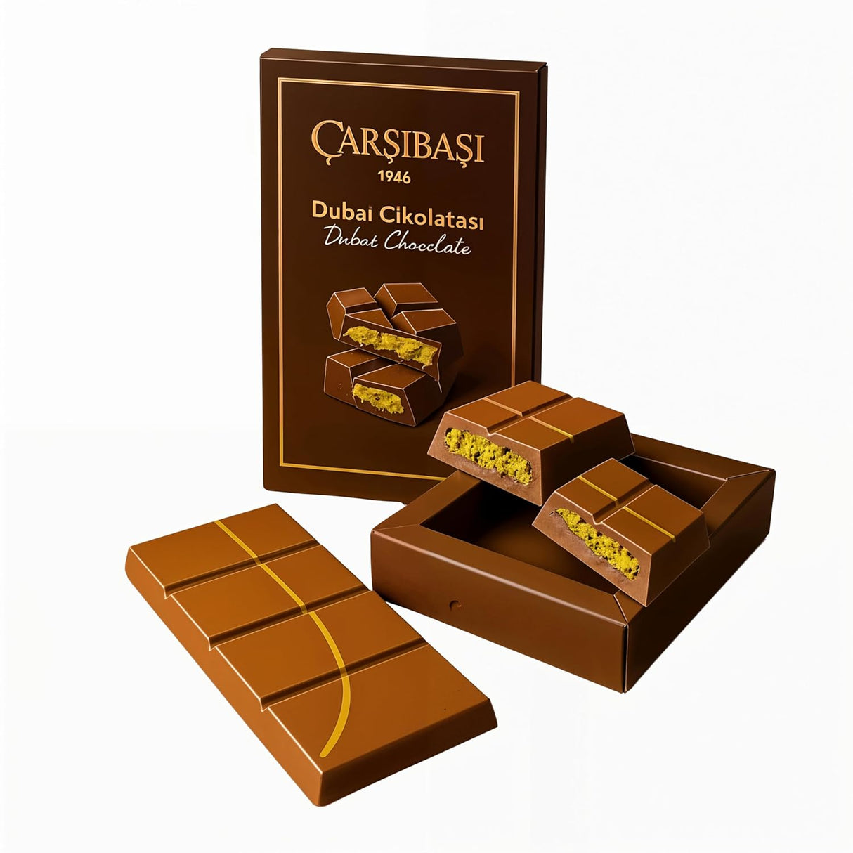 Barra de Chocolate Dubai Lujo – Pistacho y Kataifi – 90g