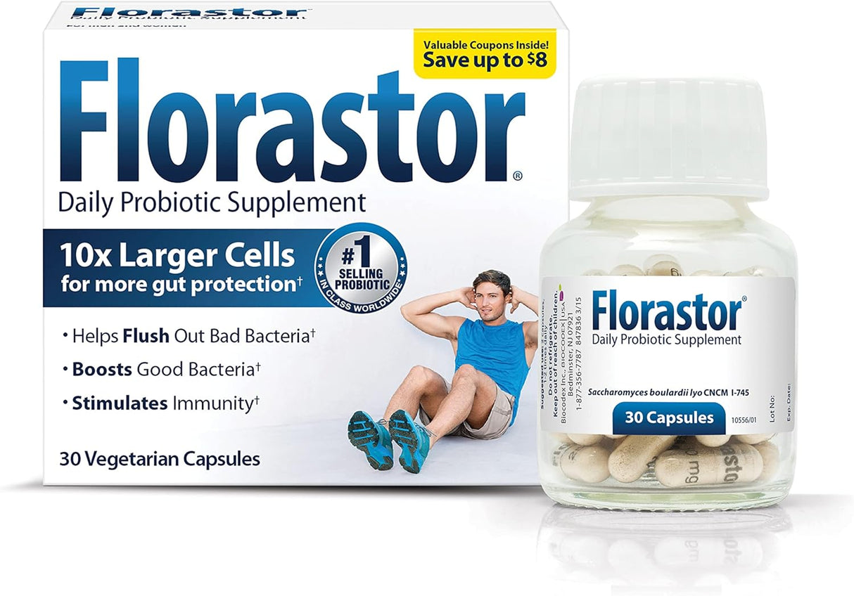 Suplementos Florastor probiótico Saccharomyces Boulardii