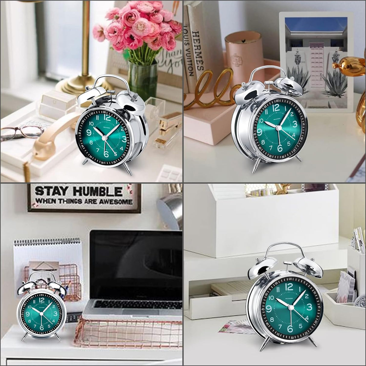 Reloj Despertador Metálico para Dormilones, Campanas Dobles
