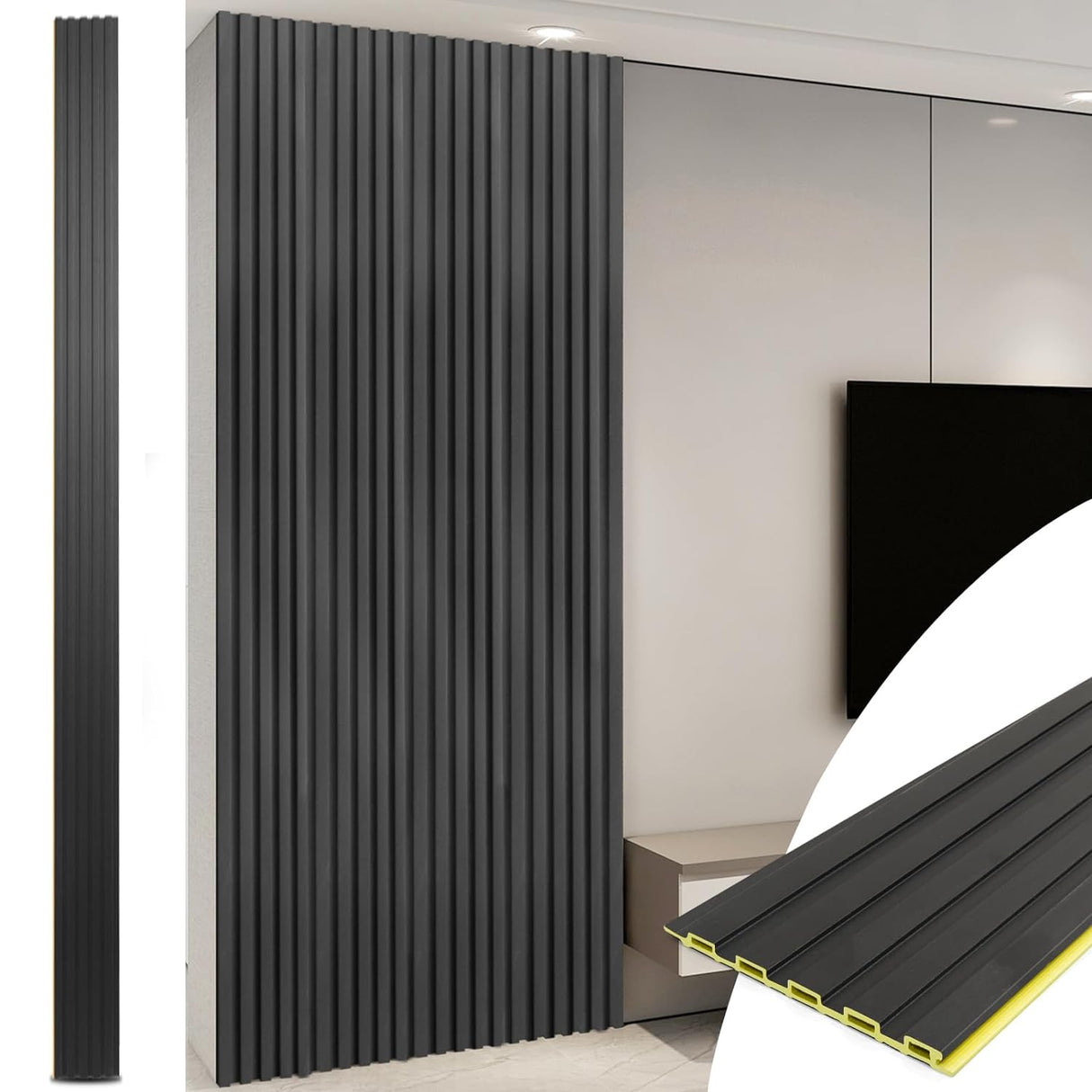 Paneles de Pared 3D Art3d, 8-Pack 108 x 6 Pulgadas, WPC