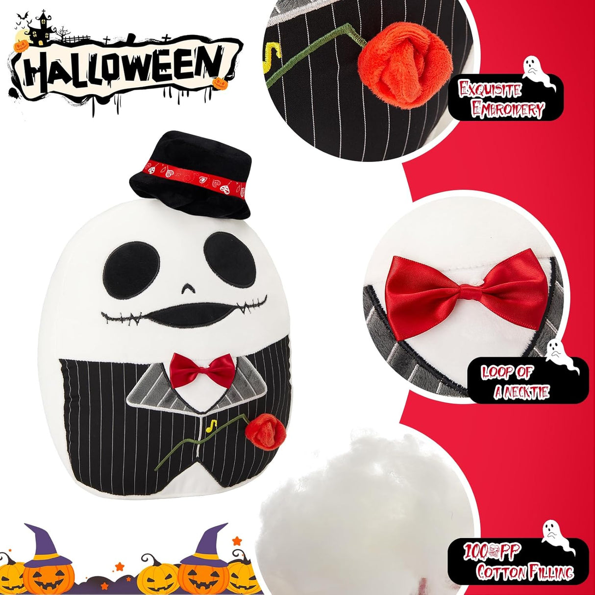 Pillow Jack Skellington Glow Guards, Plushie Halloween Decor