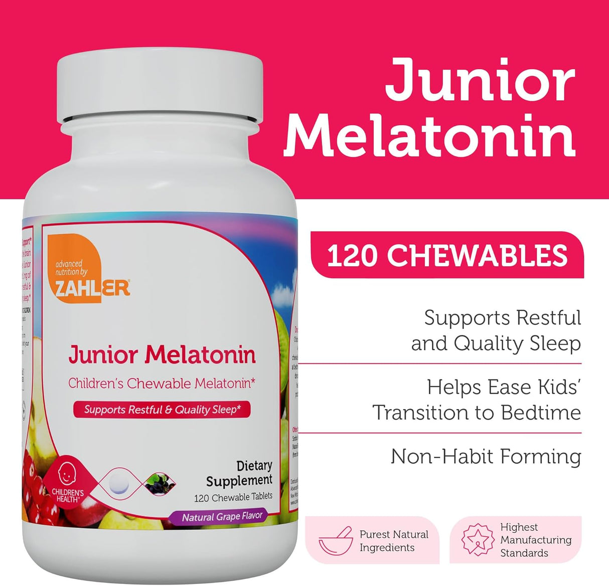 Suplemento para niños 1 mg masticable apoyo para dormir 120u