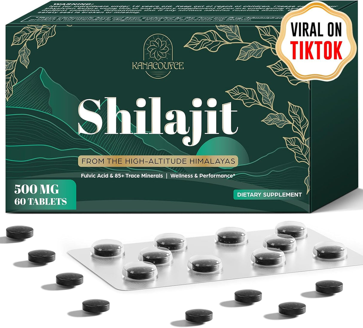 Tabletas de Shilajit Himalayan Orgánico 30,000 mg 60u