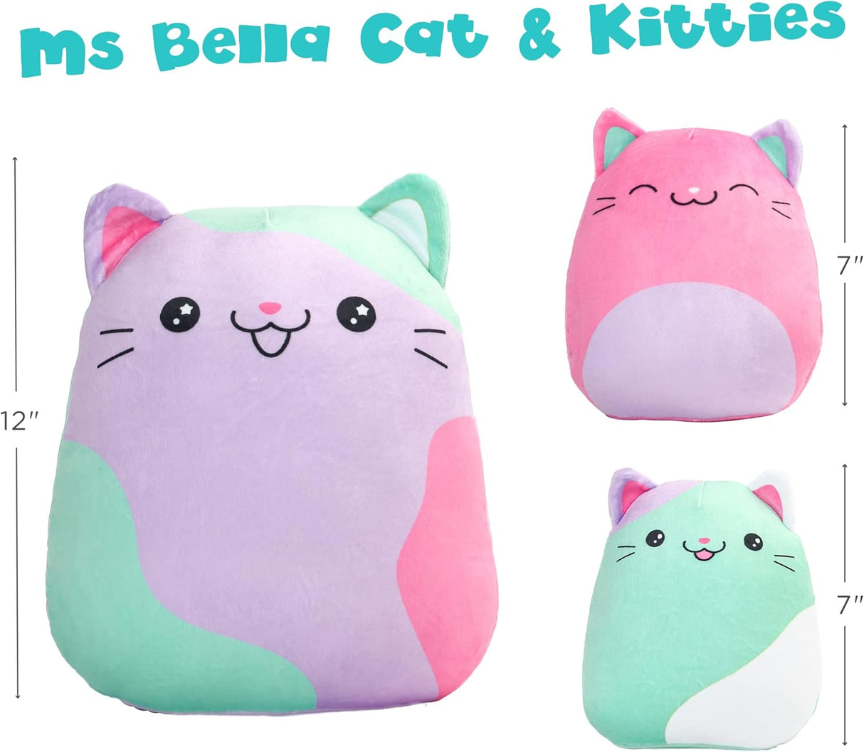 Peluches de gatos juego de 3 para niños