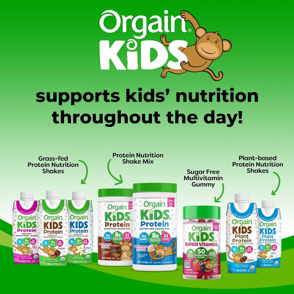 Batido en Polvo Orgain Kids, 8g Proteína, 23 Vitaminas, 1lb