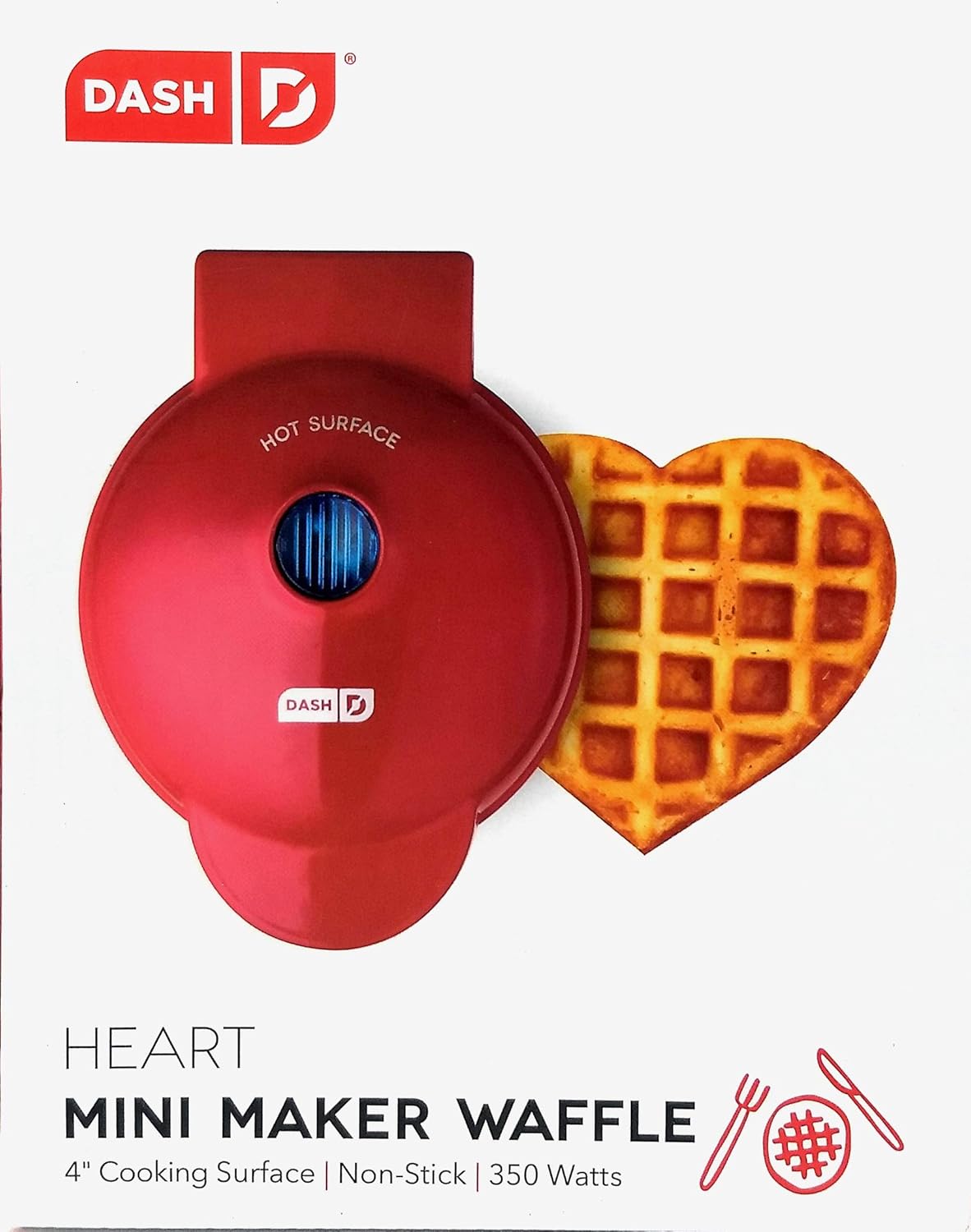 Mini Waffle Iron 4 Corazón Dash con Recetario Keto Charmed