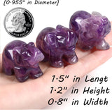 QINJIEJIE 3 pcs de cristales decorativos de elefante, amatista, cuarzo rosa, aventurina verde, bonitas piedras de escritorio, estatua de piedras preciosas naturales, decoración de la suerte,