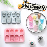 Moldes de Silicona Halloween Skull, 2PCS, 8 Cavidades, Food Grade