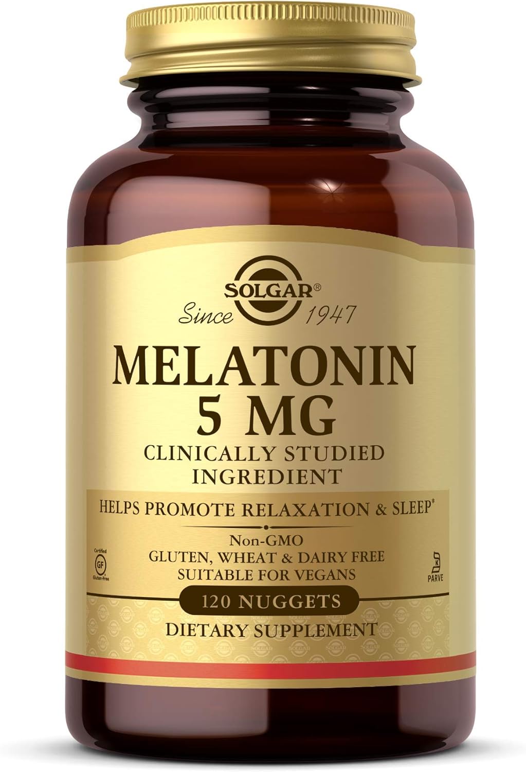 Melatonina Solgar 5 mg, 120 Nuggets, Vegano, Sin Gluten