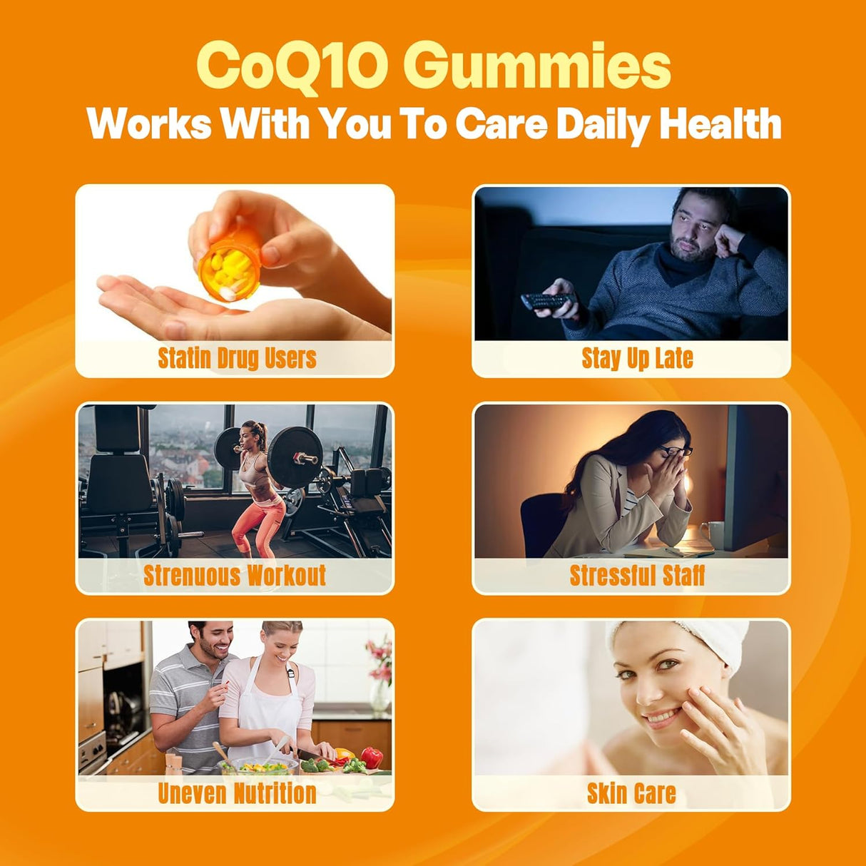 Gummies CoQ10 Sin Azúcar + Omega-3, B3, Zinc - 60 C