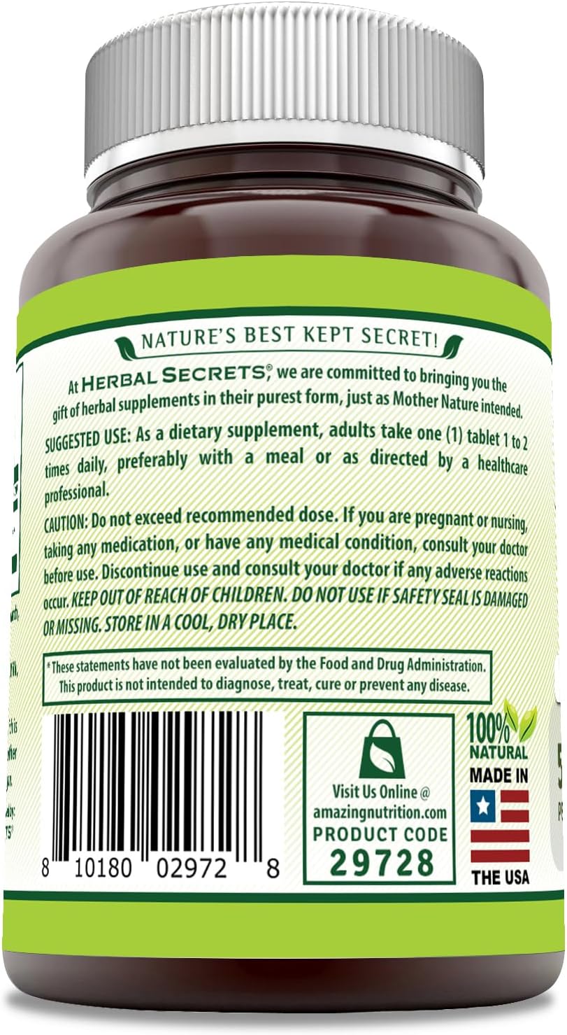 Suplemento de Maca Herbal Secrets 500 mg, 120 tabletas, sin gluten