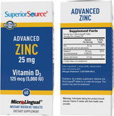 Suero Superior Zinc Avanzado 25 mg + D3 5000 IU, 60 Tabletas