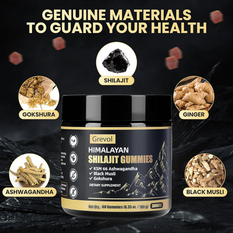 Gomitas de Shilajit Himalayo con Ashwagandha, 60u