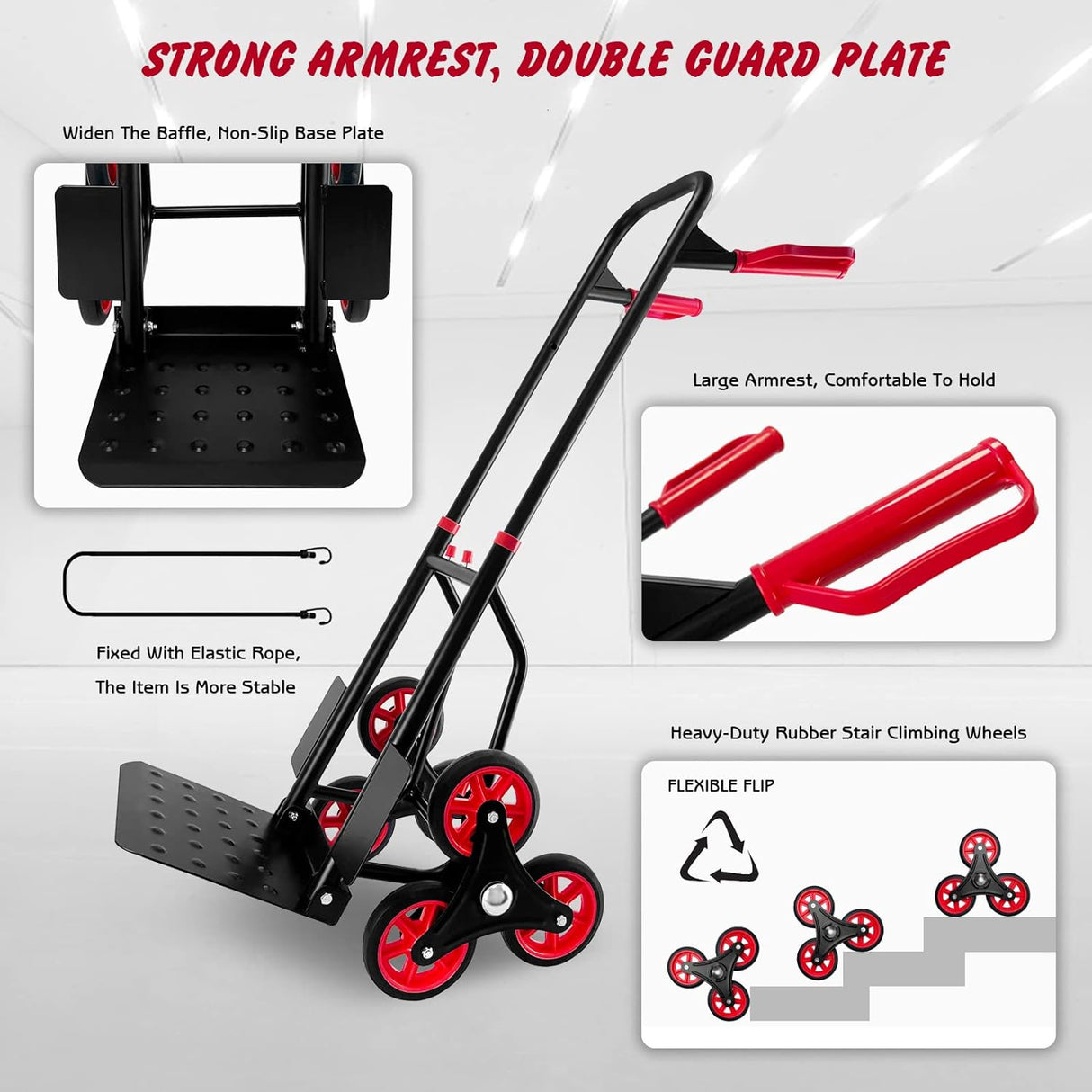 Carretilla de Escalera, Capacidad 330 Lb, Ruedas de Goma, Modelo 6R