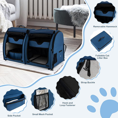 Transportín para gatos PETSITE, con compartimentos y hamacas