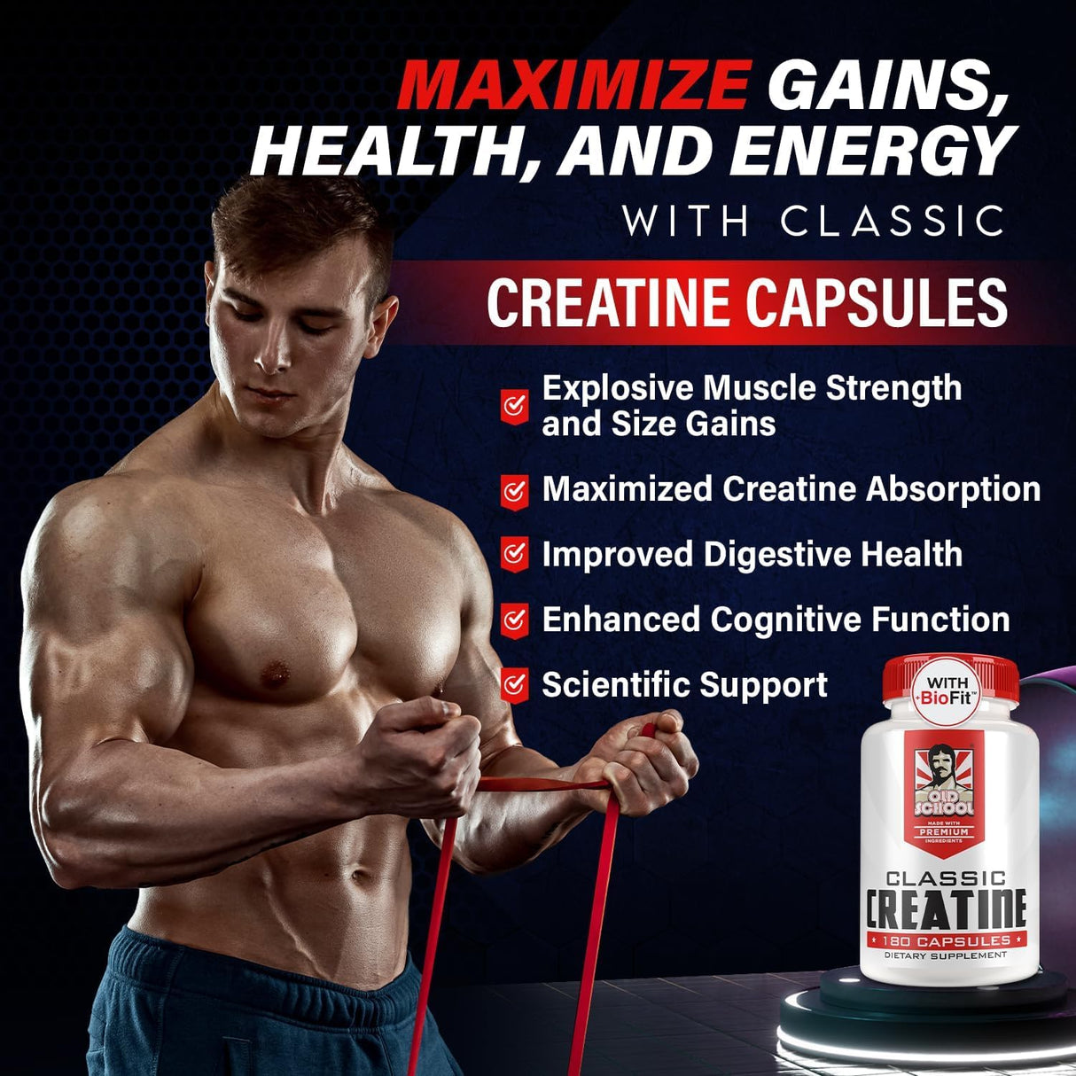 Cápsulas de Creatina Monohidrato BioFit™ 5000mg - 180 V Caps