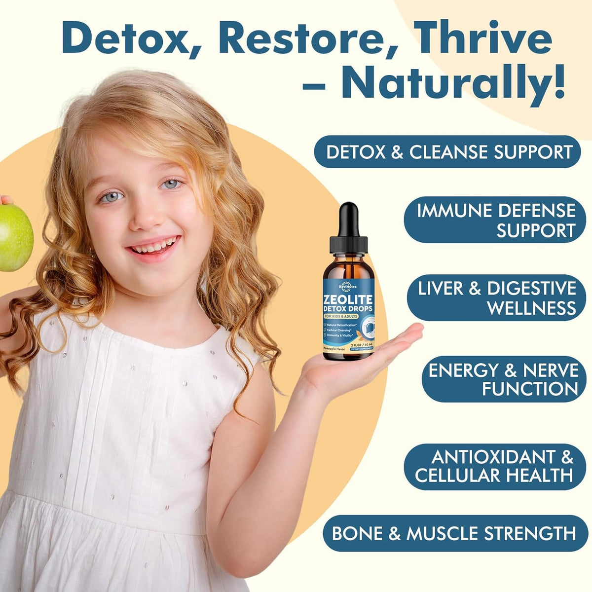 Zeolita Detox Líquido Kids & Adults con Chlorella, B12, Zinc 2oz
