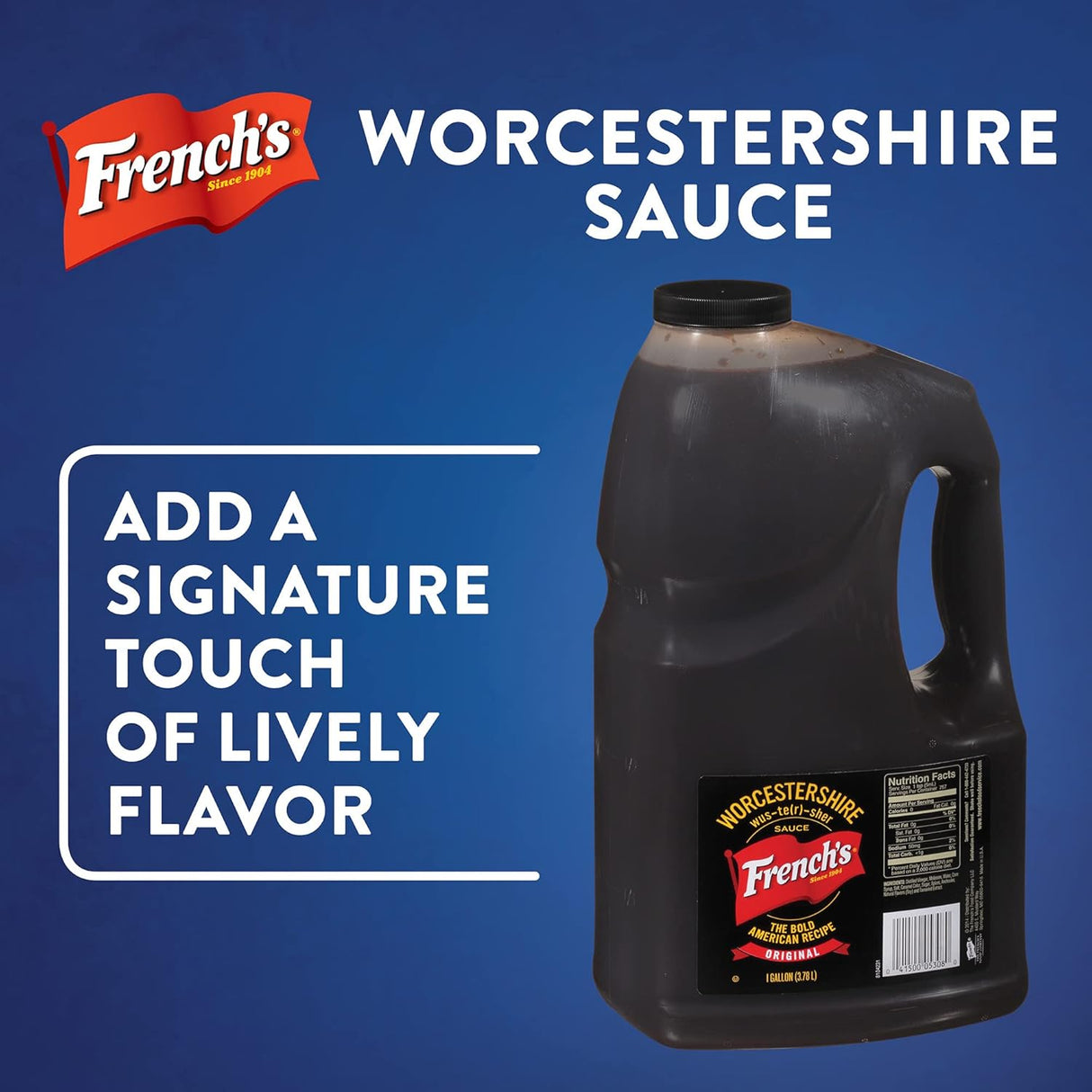 French's Salsa Worcestershire, 1 galón: recipiente de un galón de salsa Worcestershire sin gluten, perfecto como ablandador de carne, adobos, salsas y más