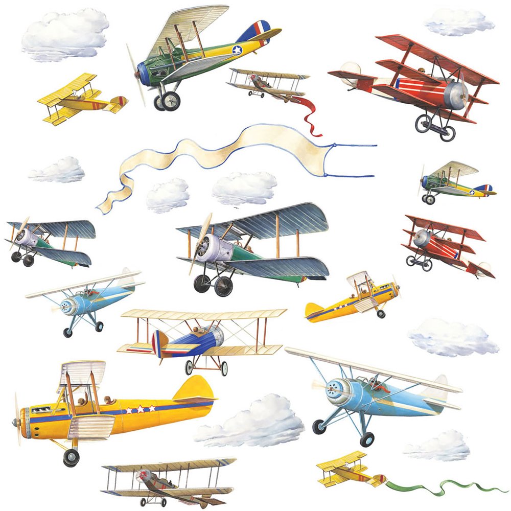 RoomMates RMK1197SCS Vintage Planes Peel and Stick Tatuajes