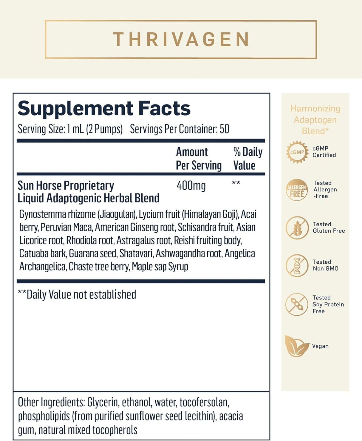 Suplemento Quicksilver Scientific Thrivagen  15 botánicos