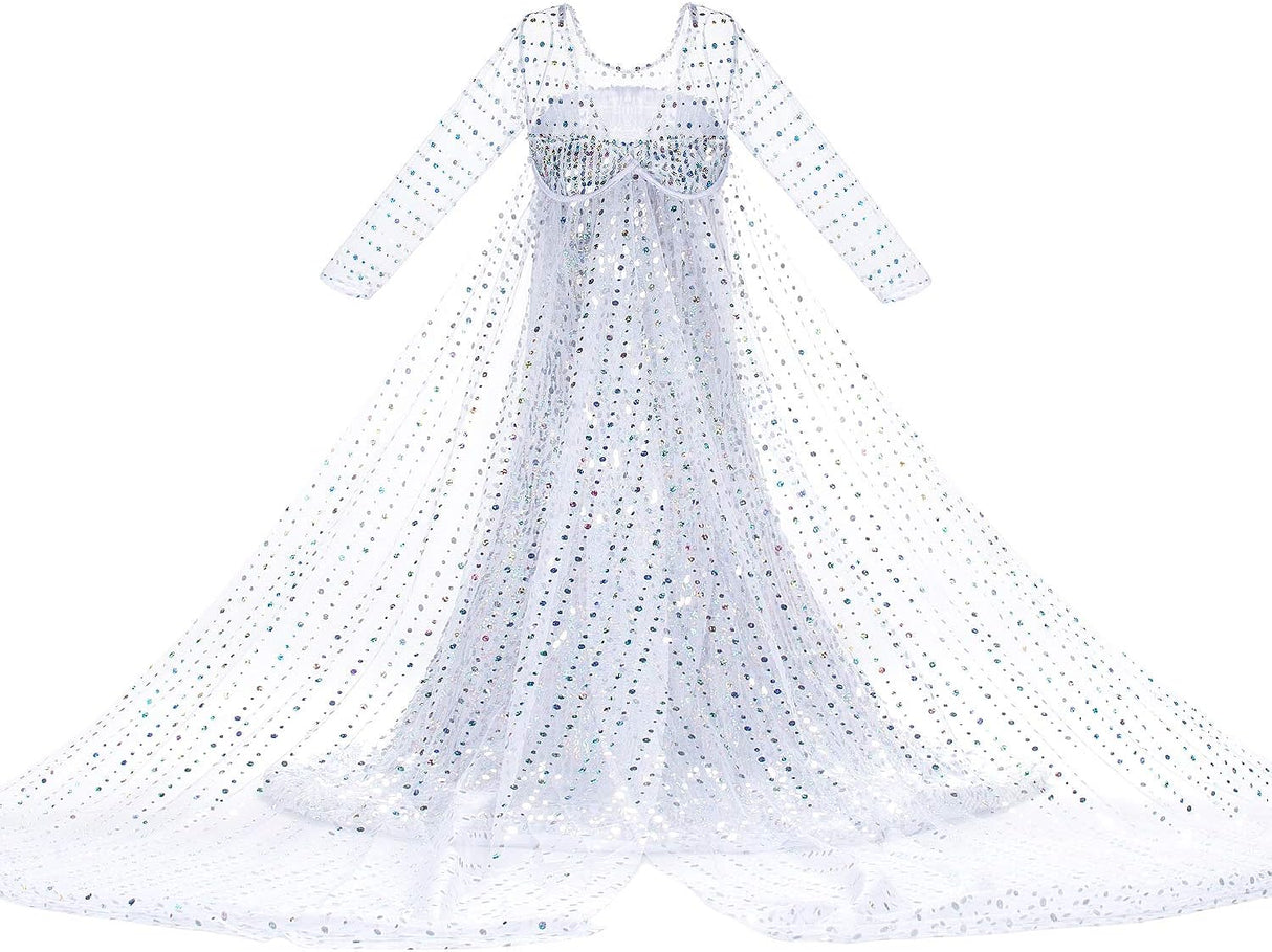 Disfraz de princesa con capa larga brillante para niñas 2-3t