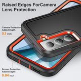 BaHaHoues Funda para Samsung Galaxy S22, Samsung S22, con soporte integrado, a prueba de golpes, polvo, caídas, grado militar, para Galaxy S22 5G de 6.1 pulgadas (negro/naranja)