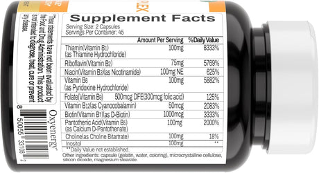 OxyEnergy Mega Vit B Complejo, Salud Neurológica, 90 Cápsulas