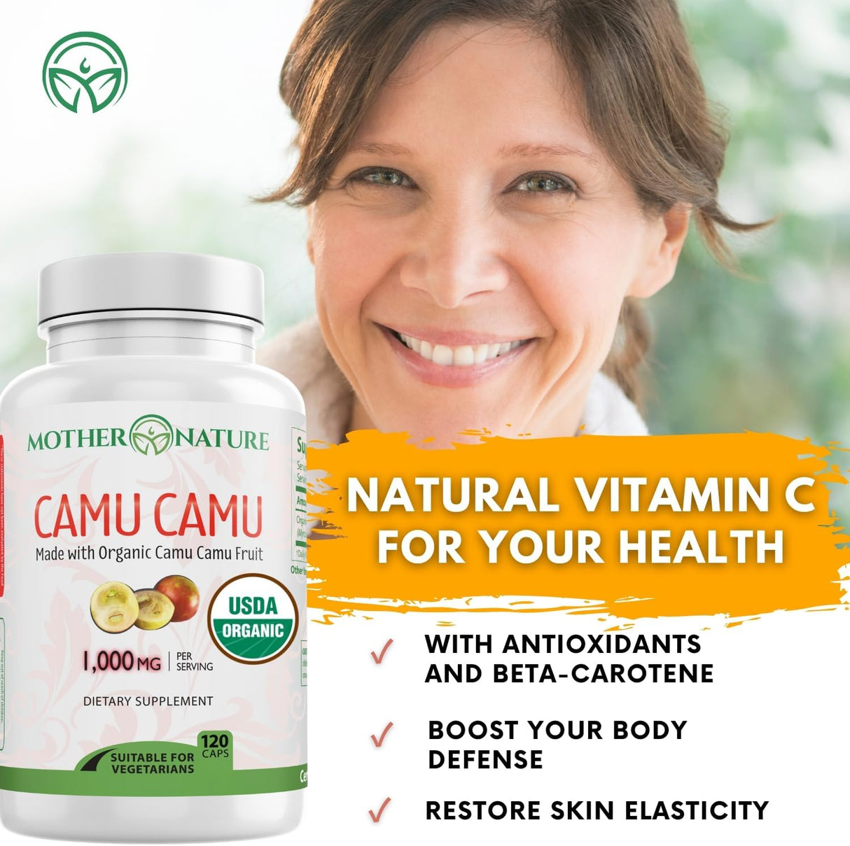 Camu Camu Vitamina C Orgánica 1000mg Vegan 120 Caps