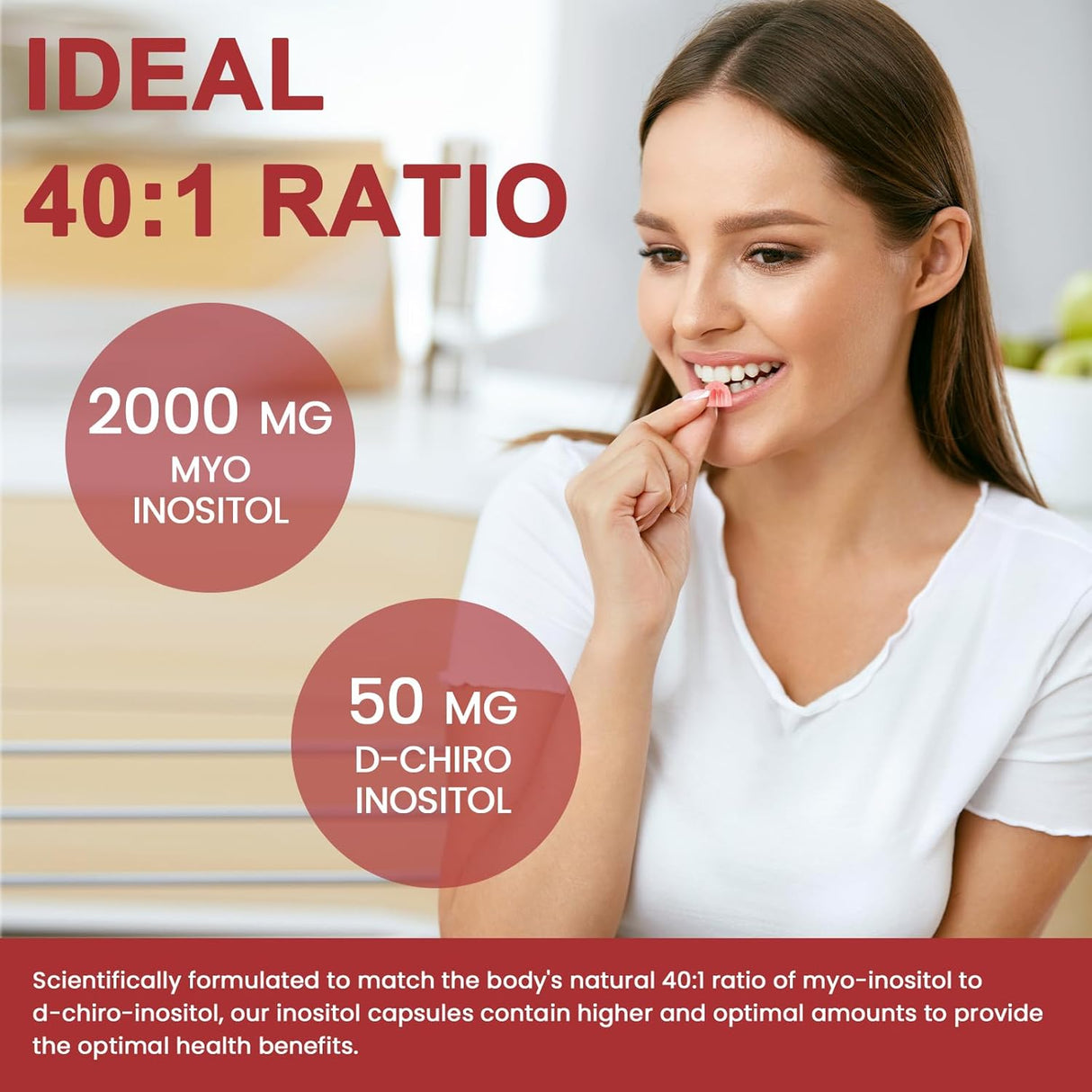 Gomitas de Inositol para Mujer, 2000mg +50mg, 60u