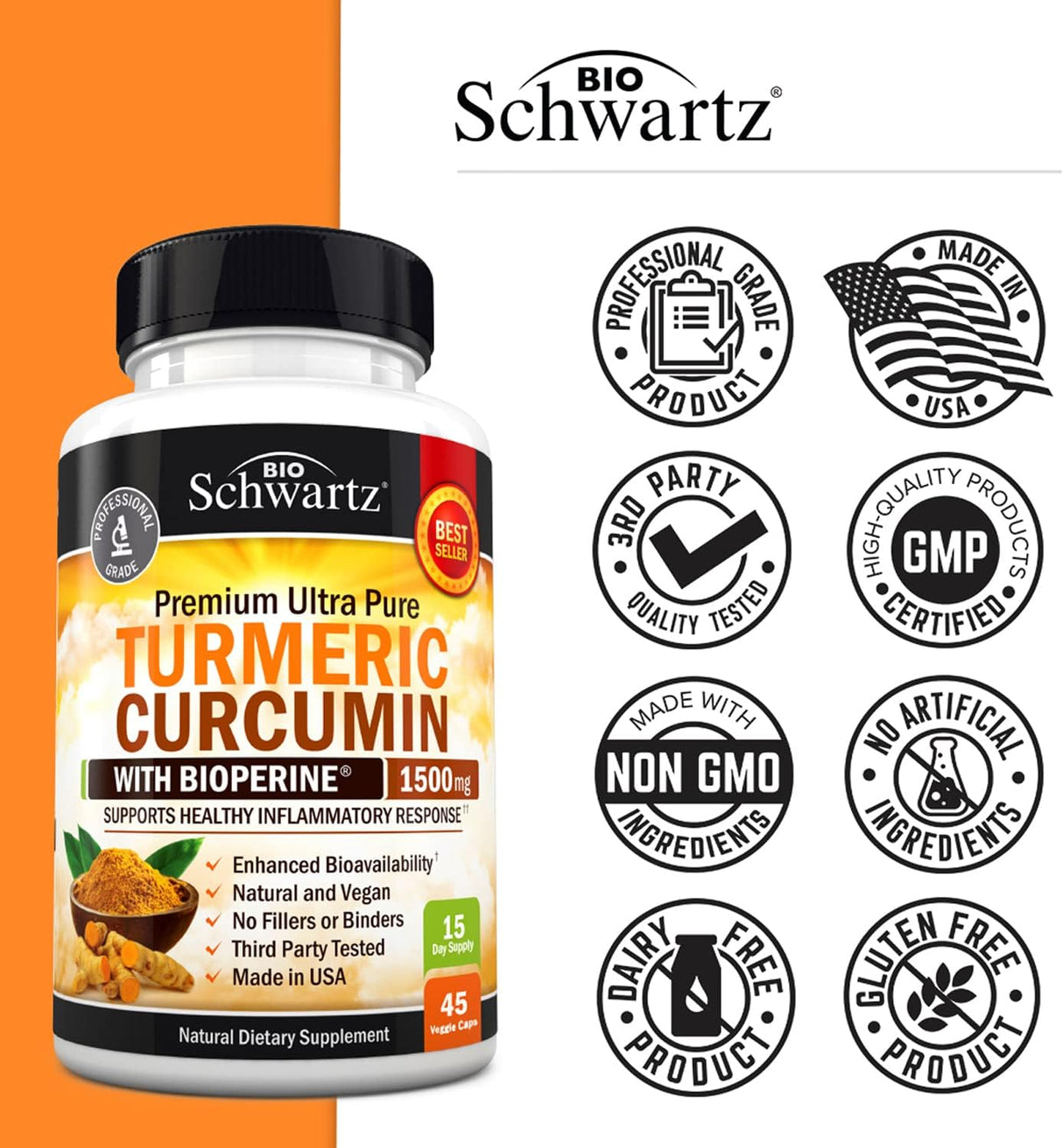Suplementos Alimenticios de cúrcuma con BioPerina