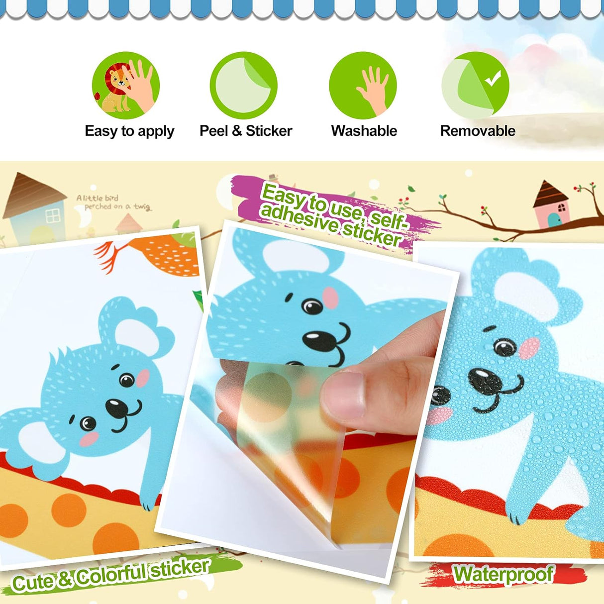 Stickers Pared Animales para Guardería, Decoración Infantil