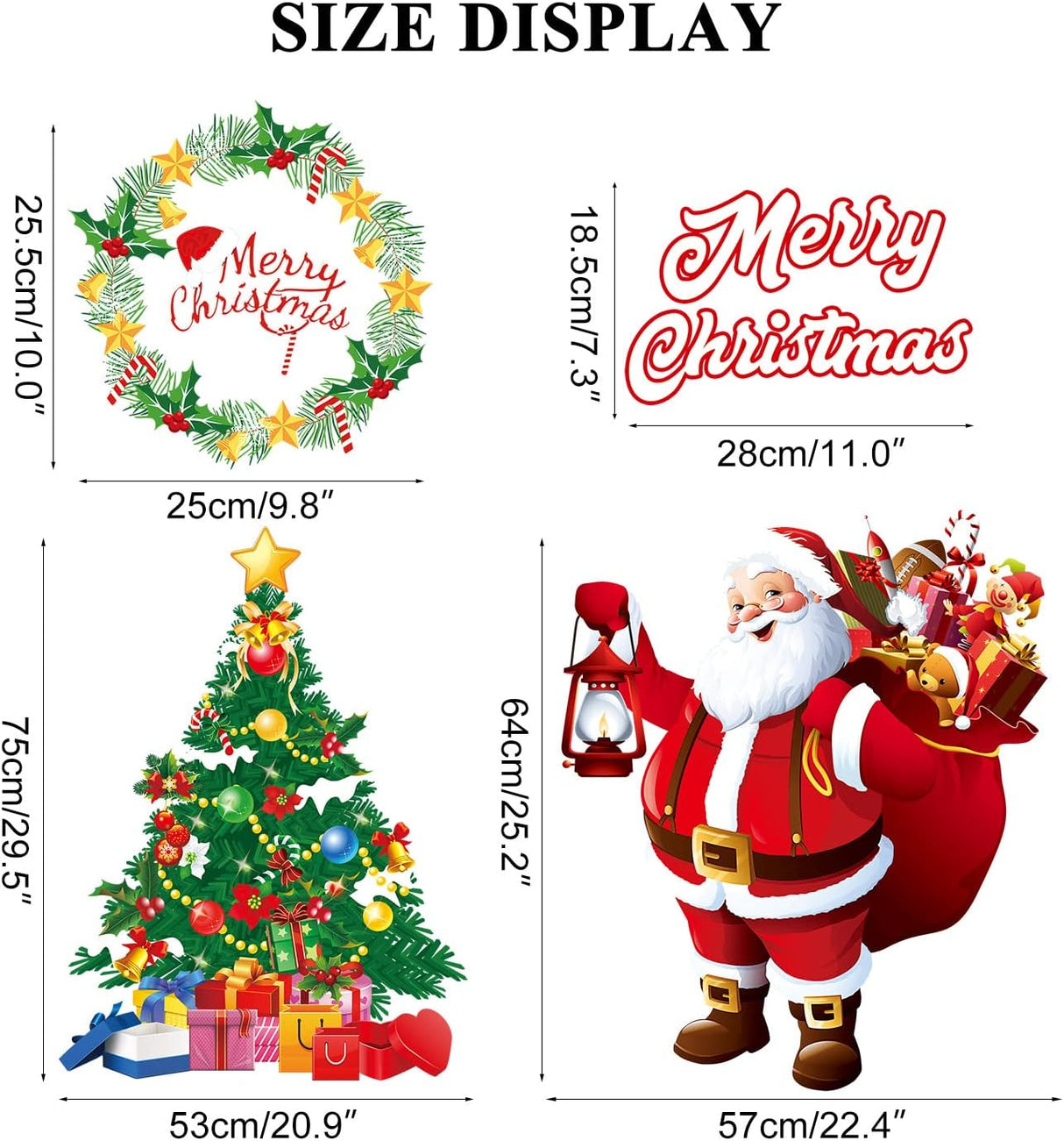 Adhesivos Navideños Yusongirl, Santa, Árbol, Nieve, Reutilizables