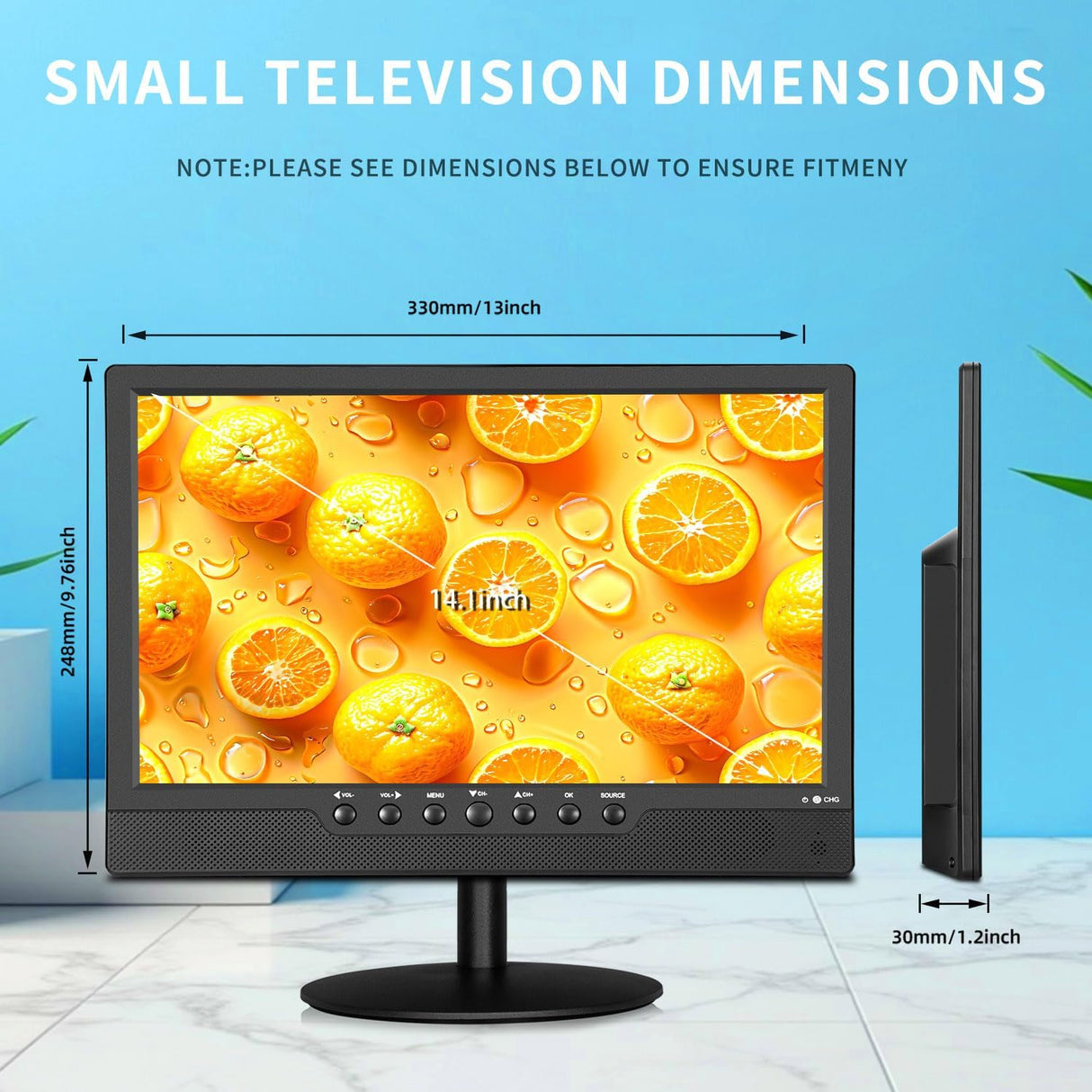 Televisor 14 con Tuner ATSC, puertos HDMI/USB, 12V, modelo X