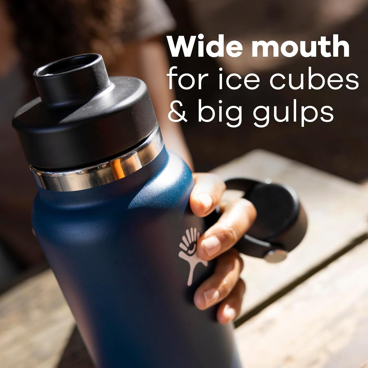 Botella de acero inoxidable con tapa a prueba de fugas  Wide Mouth Chug Cap