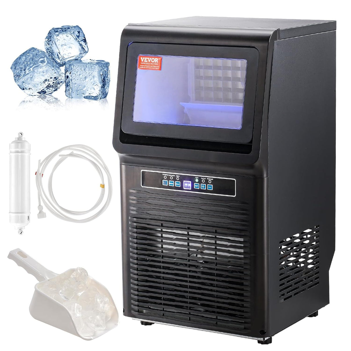 Máquina de Hielo, 70 lbs/24H, 36 Cubos en 12-15 Minutos