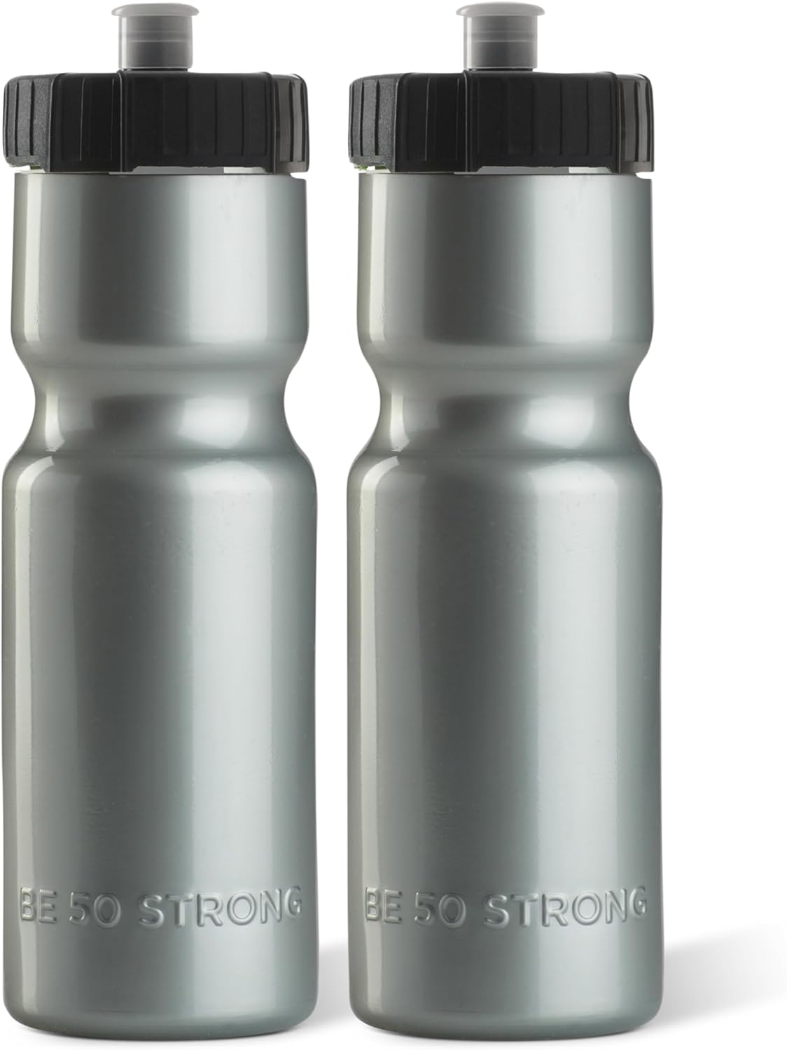 50 Strong - Paquete de 6 botellas de agua para deportes, 22 onzas Botella para bicicleta y deporte sin bisfenol A, con tapa fácil de abrir sin rosca, fabricada en Estados Unidos.