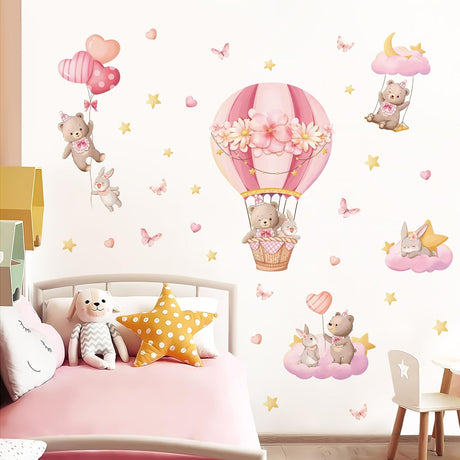 Pegatinas de Pared Tanlaby, Osito y Conejo, Decoración Infantil
