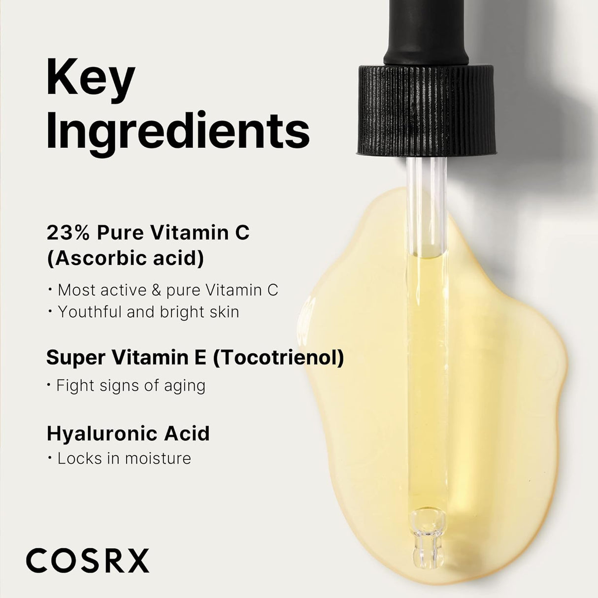 Sérum Facial de Vitamina C y E con Ácido Hialurónico, Antiedad