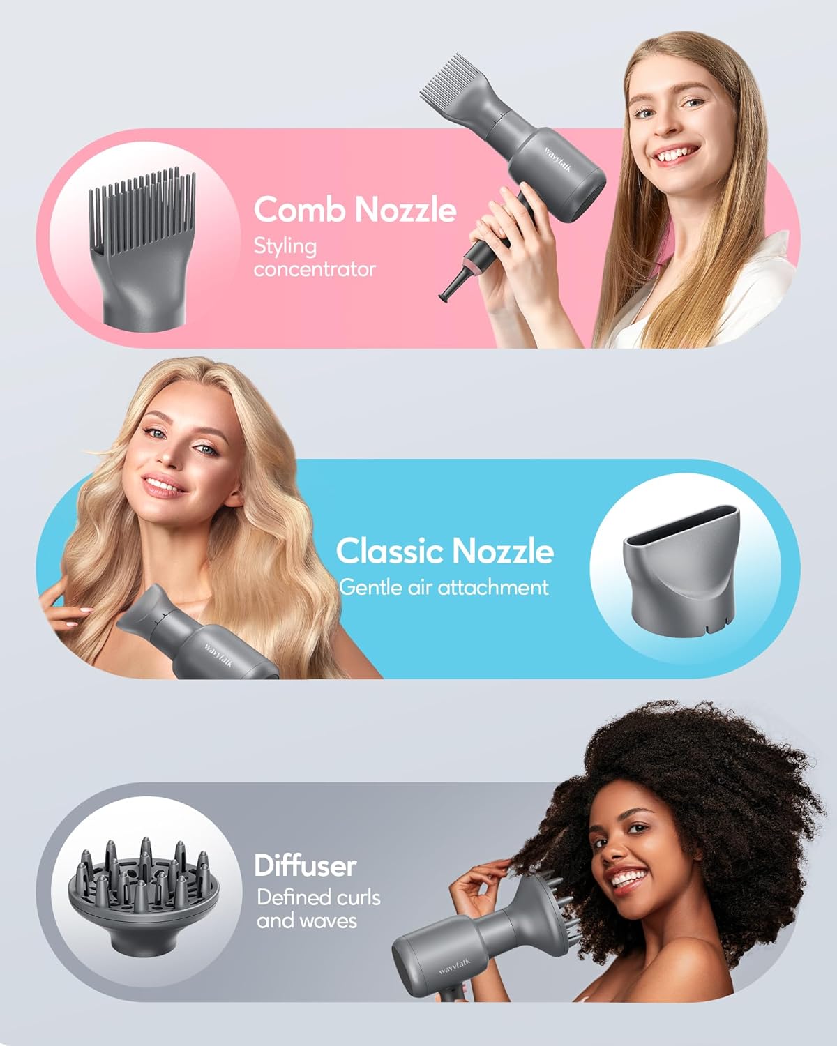 Secador de pelo profesional potente flujo de aire de 1875 W