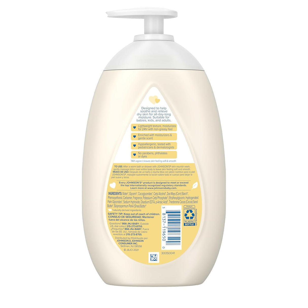 Loción Hidratante Johnson's para Piel Seca, 16.9 fl. oz.