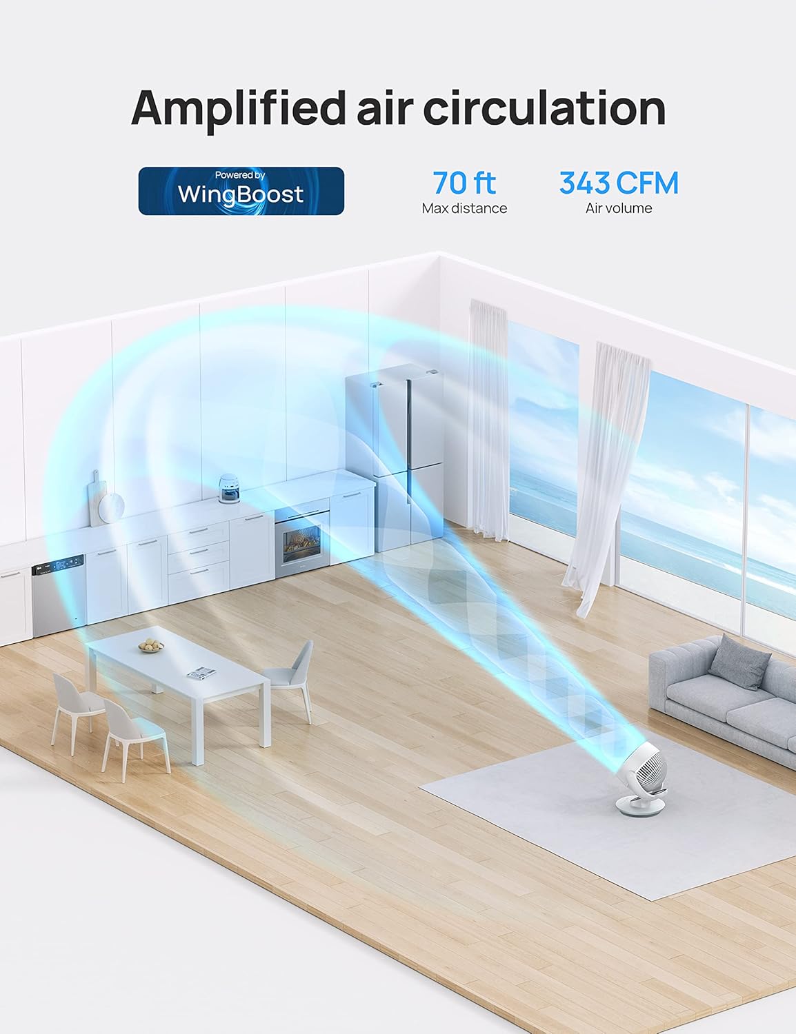 Ventilador Dreo Oscilante 13 Silencioso, 4 Velocidades, Modelo X