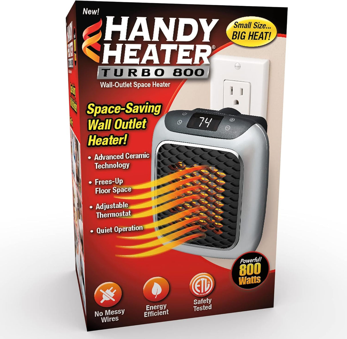 Calentador de pared Turbo de 800 W que ahorra espacio