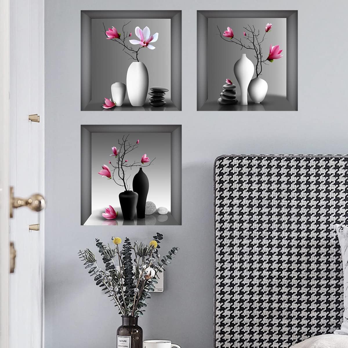 Stickers 3D Jarrón Orquídea, Decoración Pared, Modelo VASE ORCHID