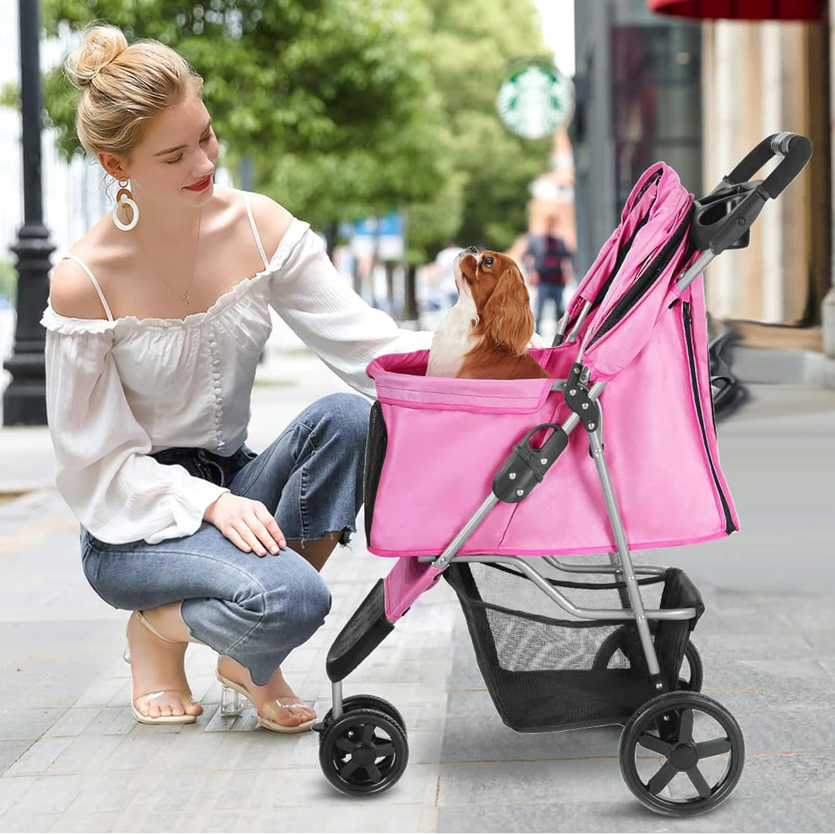 Carriola para Perros Pequeños, Plegable, 3 Ruedas, Ligera