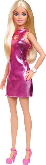 Muñeca Fashionistas Barbie #230, Vestido Metalizado, Accesorios