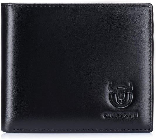 Billetera RFID BULLCAPTAIN para Hombre Bifold con 2 Ventanas QB-05