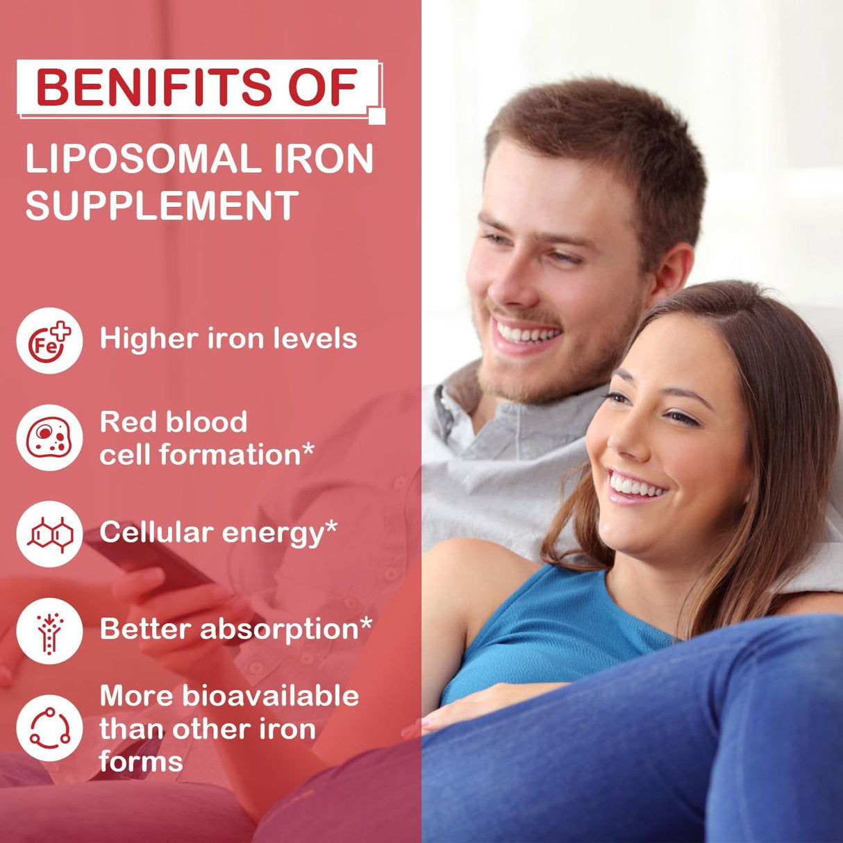 Suplemento liposomal de hierro Fe para mujeres 65 mg