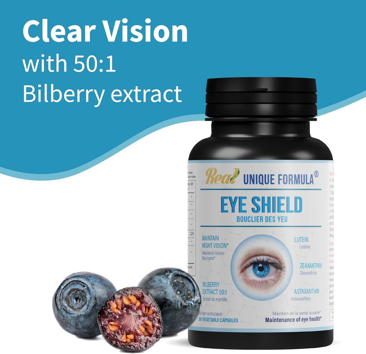 Suplemento de protección ocular con arándano betacaroteno 90