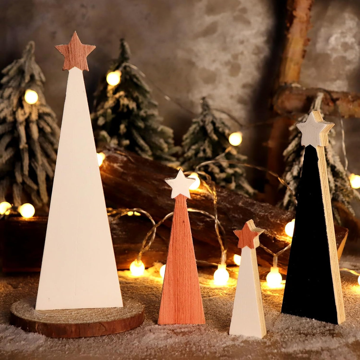 Árbol de Navidad de Madera, 4 Piezas, Decoración Original